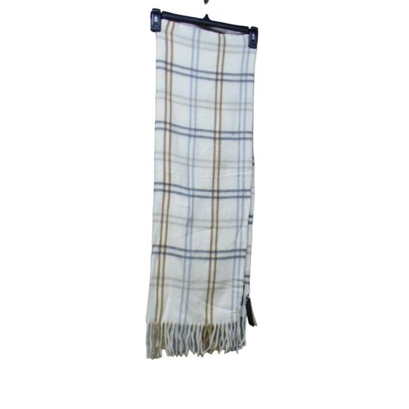 Steve Madden Mid Weight Plaid  Muffler Scarf, 11”x 70”, Ivory-Made in Italy - Picture 4 of 8